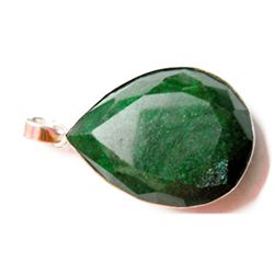 Natural 71.30 CTW. Emerald Pear Cut .925 Sterling Penda