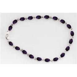 NATURAL 11.00 CTW AMETHYST OVAL BRACELET .925 STERLING