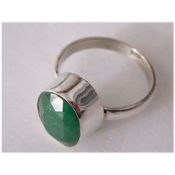 Natural 17.95 ctw Emerald Oval Ring .925 Sterling