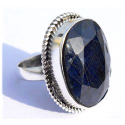 Natural 47.2 ctw Sapphire Oval .925 Sterling Ring
