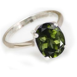 Natural 1.1 ctw Green Tourmaline .925 Sterling Ring