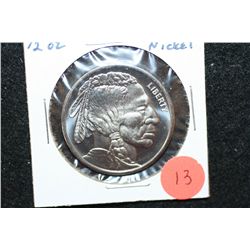 2012 Nickel Round; .995 Fine Nickel 1/2 Oz.