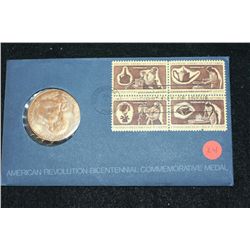 1972 George Washington American Revolution Bicentennial Commerative Medal W/Postal Stamps First Day 