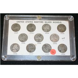 United States Wartime Silver Nickel Set; Lot of 11