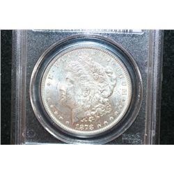 1878 Silver Morgan $1; PCGS Graded MS62, 7/8 Tailfeathers; Weak