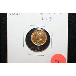 1851 Liberty $1 Gold Coin