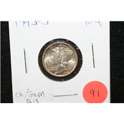 1943-S Mercury Dime; Choice-Gem BU