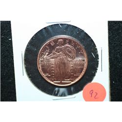Golden State Mint "Standing Liberty" Copper Round; .999 Fine Copper 1/4 Oz.