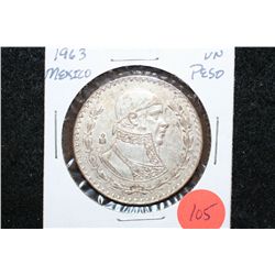 1963 Mexico Un Peso Foreign Coin