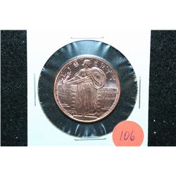 Golden State Mint "Standing Liberty" Copper Round; .999 Fine Copper 1/4 Oz.
