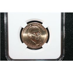 2007-D First Day Issue Thomas Jefferson-3rd President $1; NGC Graded Brilliant Uncirculated