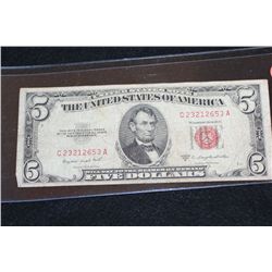 1953-B United States Note $5, Red Seal
