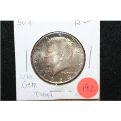 1964 Kennedy Half Dollar; UNC, Gem Toned