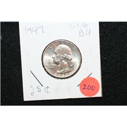 1947 Washington Quarter; Gem BU