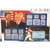 Image 1 : 1985 US Mint Coin Set Commerating Reagan departs for Summit W/Gorbachev, P&D Mints, UNC W/Postal Sta
