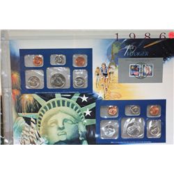 1986 US Mint Coin Set Commerating Centennial of the Statue of Liberty; P&D Mints, UNC W/Postal Stamp