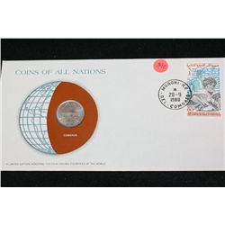 Comoros; Coins of All Nations W/Postal Stamp Dated 1980