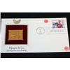 Image 1 : 1990 First Day Issue 22K Gold Replica Stamp W/Postal Stamp; Olympic Games Boxing and Bobsledding