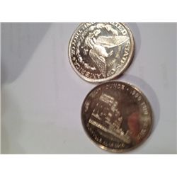 TWO .999 PURE SILVER ONE TROY OZ ROUNDS