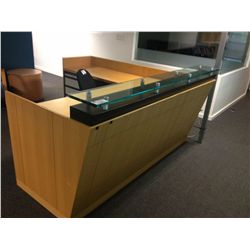 GLASS TOP L SHAPED CASCADING FRONT RECEPTION DESK