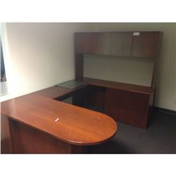 HAWORTH CHERRY U SHAPED EXECUTIVE SUITE WITH HUTCH