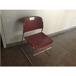KNOLL SLIMLINE BURGANDY STACKING CHAIR