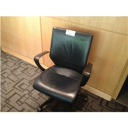 KIELHAUER BLUE LEATHER BOARDROOM CHAIR