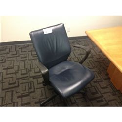 KIELHAUER BLUE LEATHER BOARDROOM CHAIR