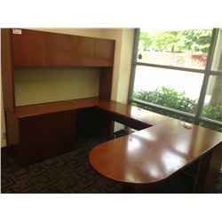 HAWORTH CHERRY U SHAPED EXECUTIVE DESK WITH HUTCH