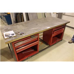 36" X 84" STEEL TOP BENCH WITH 2 HUSKY CABINETS