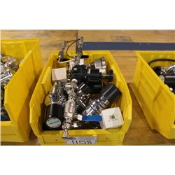 BIN OF S.S. VALVES, GUAGES AND PARTS