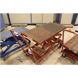RED SCISSOR LIFT ASSEMBLY TABLE
