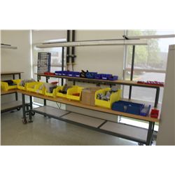 3' X 10' MOBILE LAB BENCH WITH SHELF AND OVERHEAD