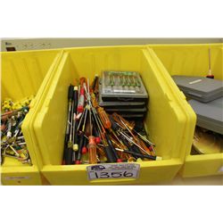 BIN OF ASSORTED TOOLS