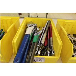BIN OF ASSORTED TOOLS