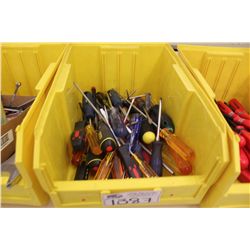 BIN OF ASSORTED TOOLS