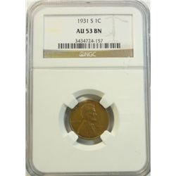 1931S Lincoln penny  NGC53BN