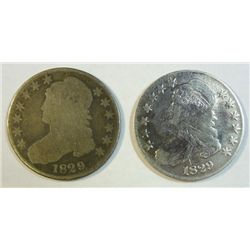 2 1829  Bust half $  G/AG and a fine scratched