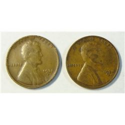 2   1931S   Lincoln pennys  VG/F