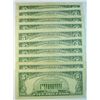 Image 2 : 10 $5.00 RED SEAL NOTES, XF OR BETTER