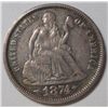 Image 1 : 1874 Seated Dime, with arrows attractive Ch BU 62, beautiful original tone