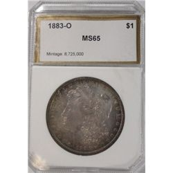 1883O Morgan $  PCI 65 and graded correctly with great rose/blue/brn