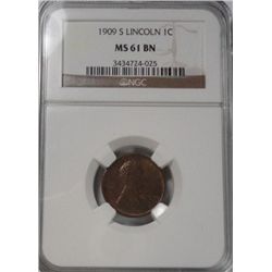 1909S Lincoln penny  NGC61BN