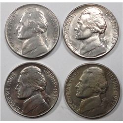 4  1939S Jefferson nickels  CH  BU