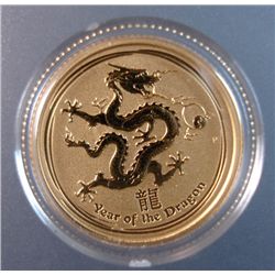 2012 AUSTRALIAN 1/10th OUNCE .999 GOLD, DRAGON