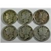Image 1 : 6-Key Date 1926-S Mercury Dimes, All Good or better  w/no damage