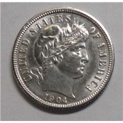 1904 BARBER DIME CH BU