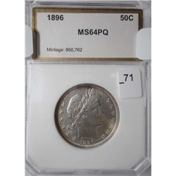 1896 BARBER HALF DOLLAR PCI MS-64 PQ