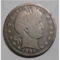 1896S Barber quarter  full rim good