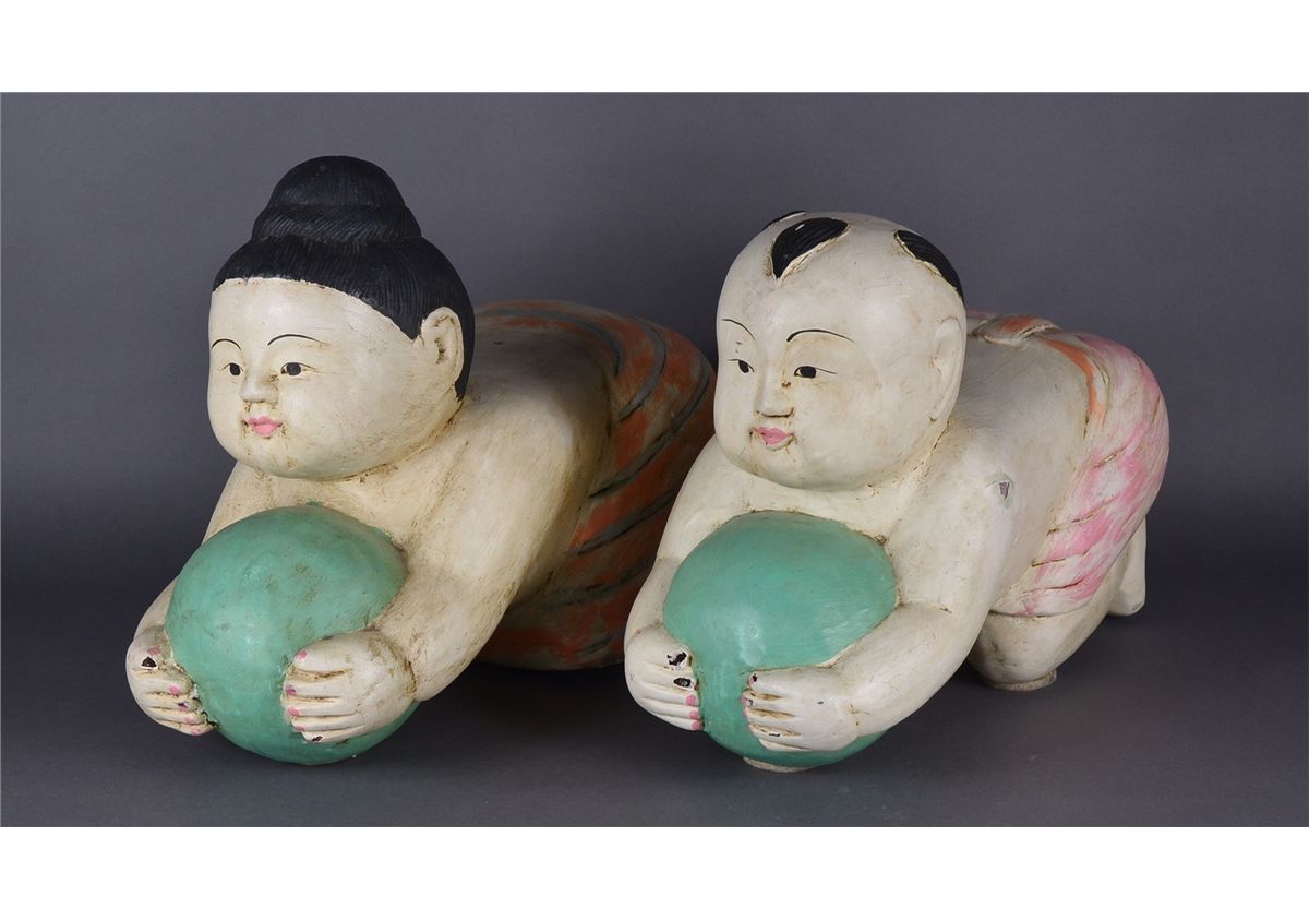 Set of Two Chinese Chinese MingStyle Wood Pillows